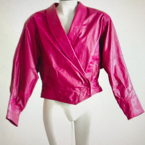 Hugo Buscati Milano Leather Bolero jacket, Hot Pink/Fuschia/Bubble Gum,S - Picture 10 of 11